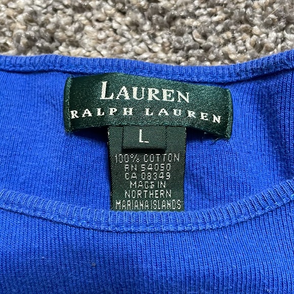 Lauren Ralph Lauren Women’s Large Royal Blue long sleeve t shirt Cotton Tee‎ - Picture 4 of 6